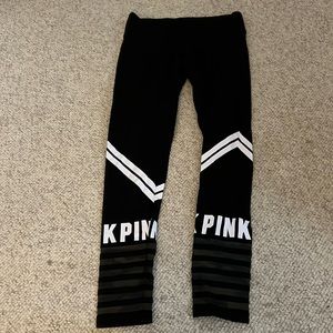 Pink black leggings with detailed bottom